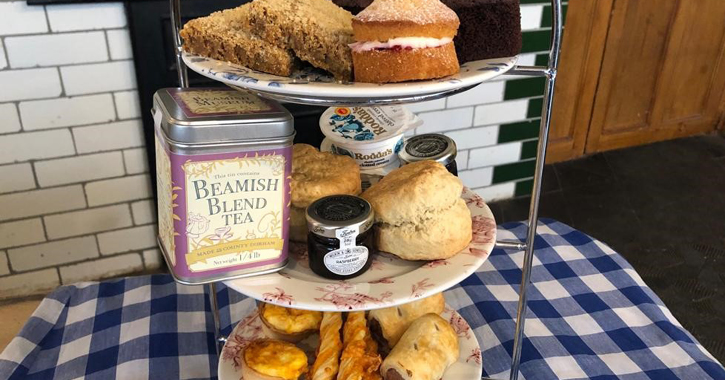 selection of cakes, sandwiches and other products part of the Beamish Museum Afternoon Tea